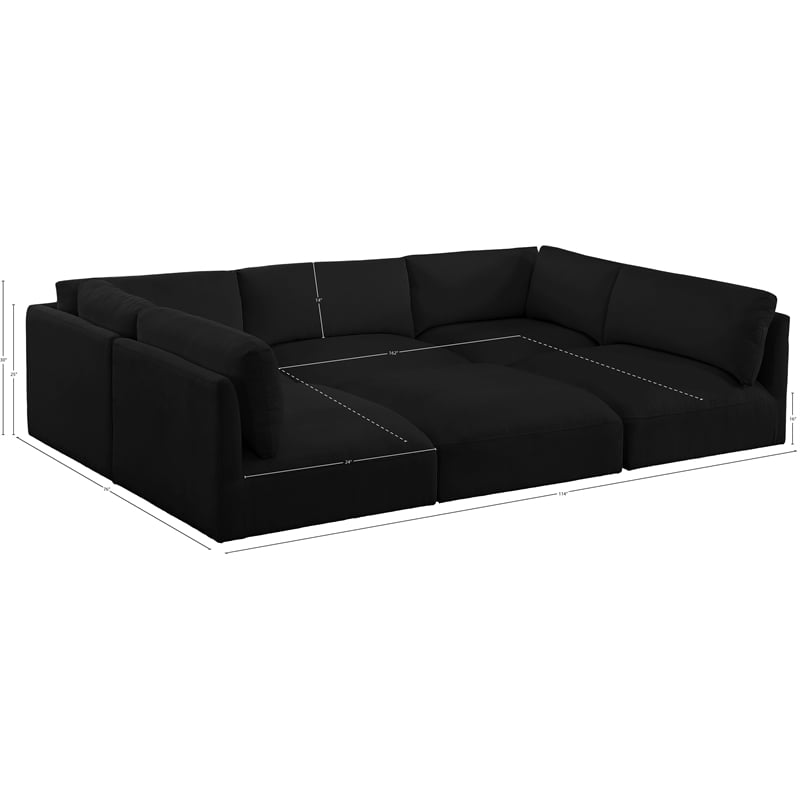 Meridian Furniture Ease Black Fabric Modular Sectional