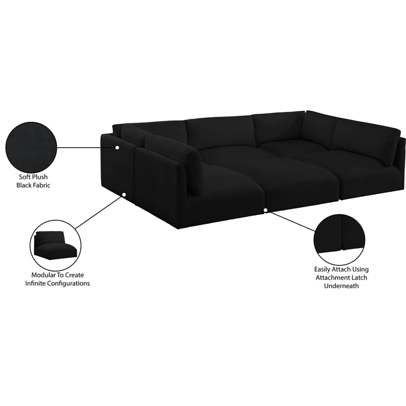 Meridian Furniture Ease Black Fabric Modular Sectional