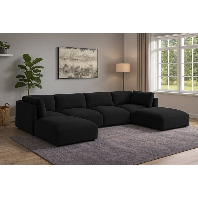 Meridian Furniture Ease Black Fabric Modular Sectional