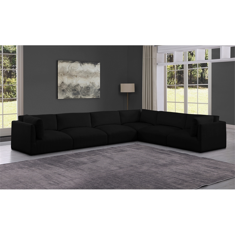 Meridian Furniture Ease Black Fabric Modular Sectional
