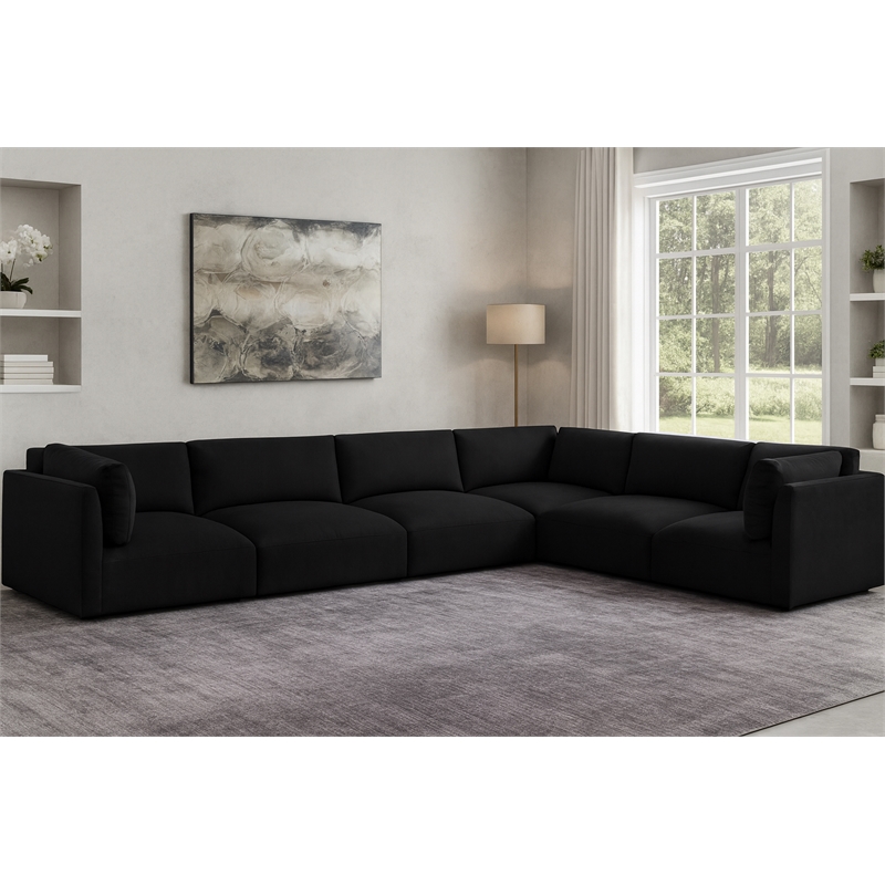 Meridian Furniture Ease Black Fabric Modular Sectional