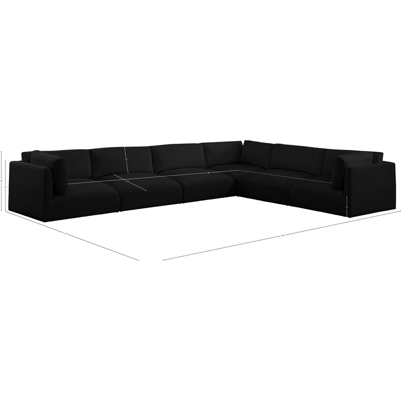 Meridian Furniture Ease Black Fabric Modular Sectional