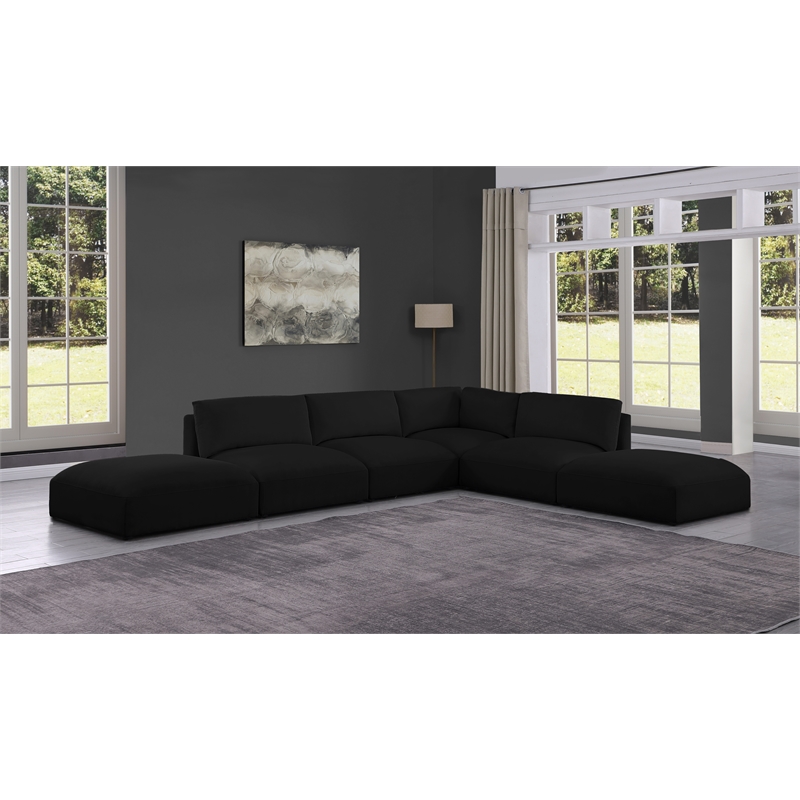 Meridian Furniture Ease Black Fabric Modular Sectional