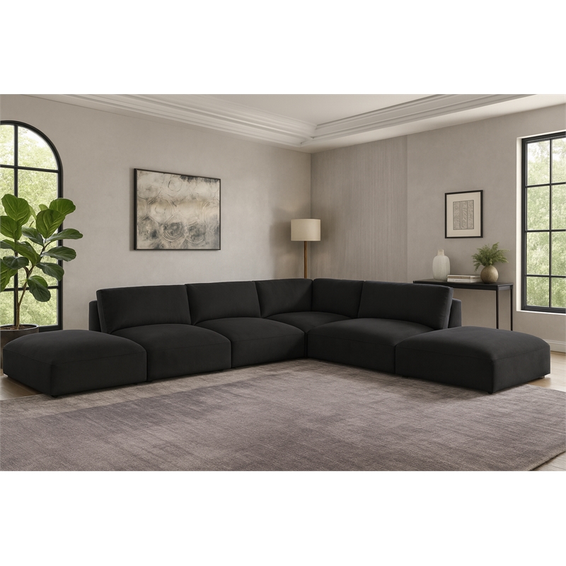 Meridian Furniture Ease Black Fabric Modular Sectional