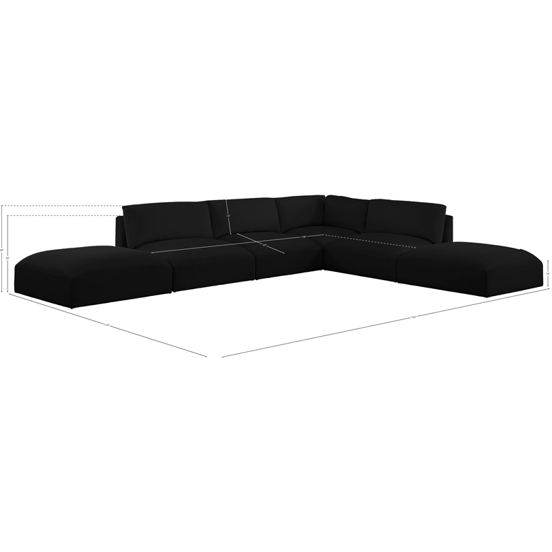 Meridian Furniture Ease Black Fabric Modular Sectional