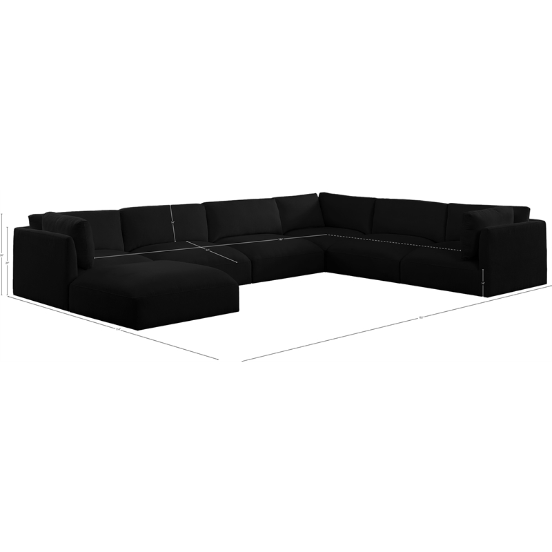 Meridian Furniture Ease Black Fabric Modular Sectional