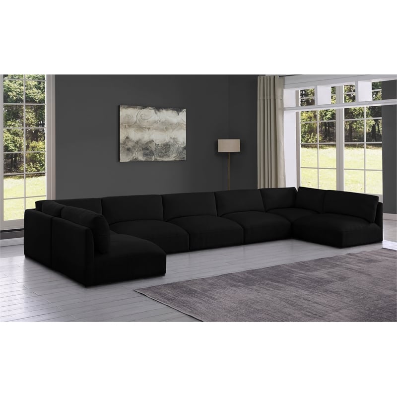 Meridian Furniture Ease Black Fabric Modular Sectional