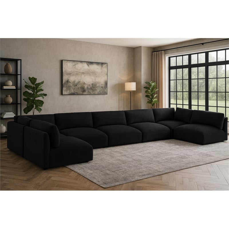 Meridian Furniture Ease Black Fabric Modular Sectional