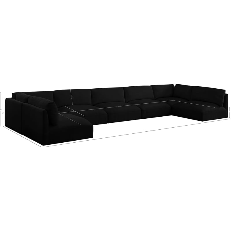 Meridian Furniture Ease Black Fabric Modular Sectional