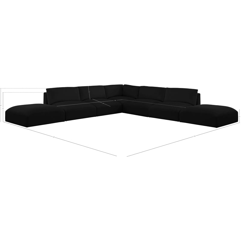 Meridian Furniture Ease Black Fabric Modular Sectional