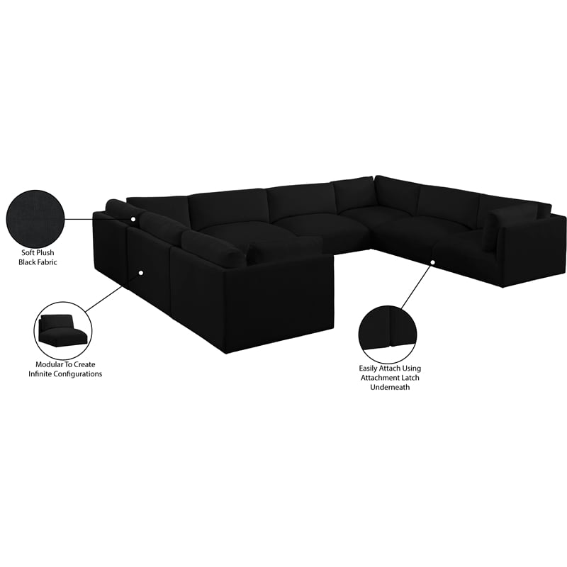 Meridian Furniture Ease Black Fabric Modular Sectional