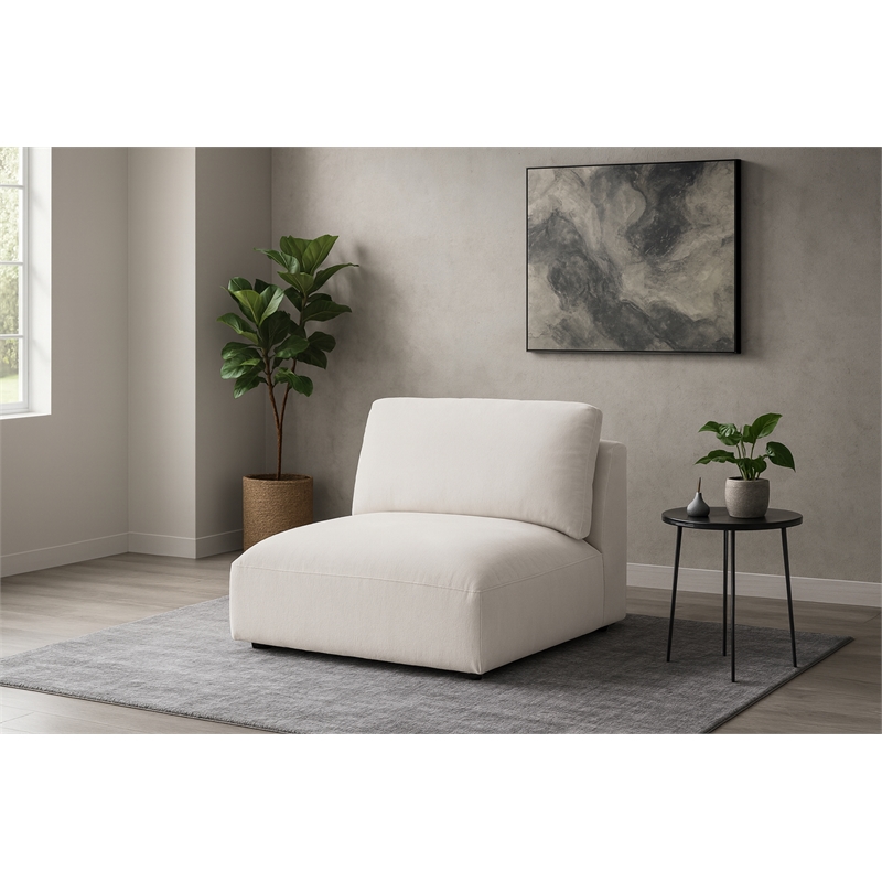 Meridian Furniture Ease Cream Fabric Armless