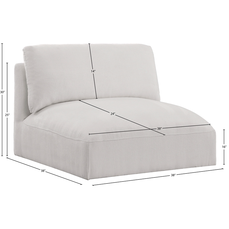 Meridian Furniture Ease Cream Fabric Armless