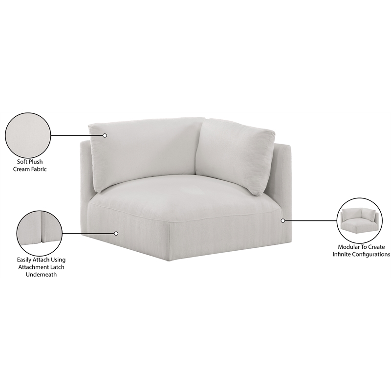 Meridian Furniture Ease Cream Fabric Corner