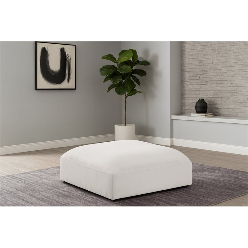 Meridian Furniture Ease Cream Fabric Ottoman