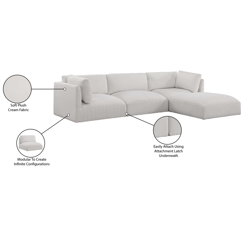 Meridian Furniture Ease Cream Fabric Modular Sectional