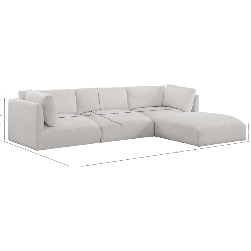 Meridian Furniture Ease Cream Fabric Modular Sectional