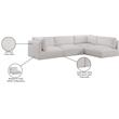 Meridian Furniture Ease Cream Fabric Modular Sectional
