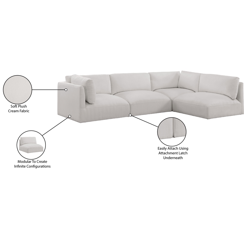Meridian Furniture Ease Cream Fabric Modular Sectional