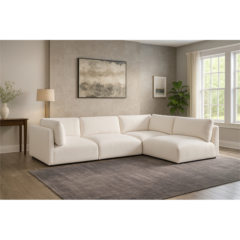 Meridian Furniture Ease Cream Fabric Modular Sectional