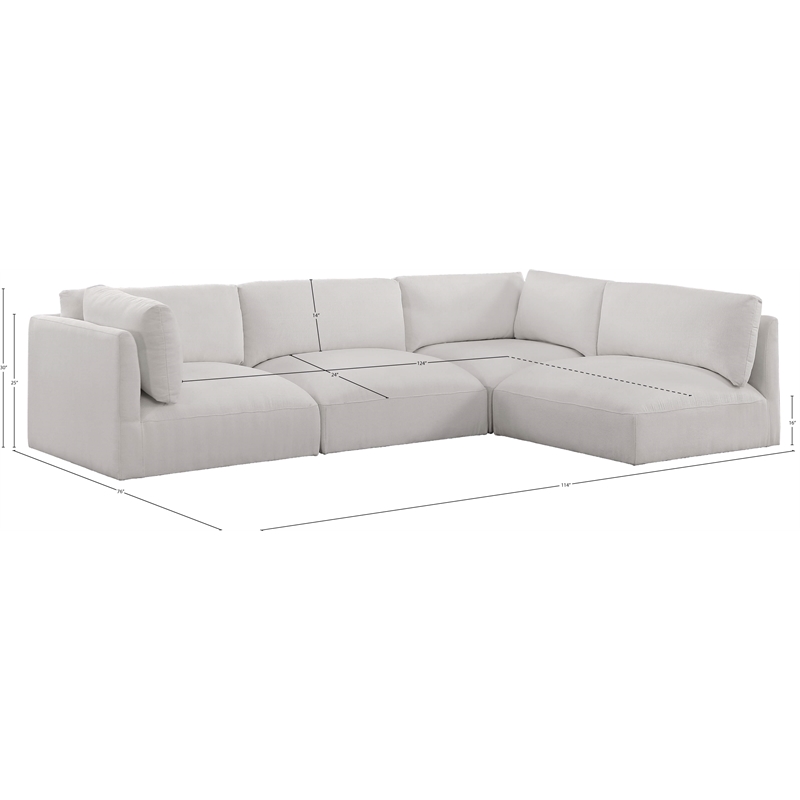 Meridian Furniture Ease Cream Fabric Modular Sectional