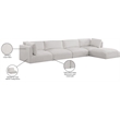 Meridian Furniture Ease Polyester Fabric Upholstered Modular Sectional in Cream