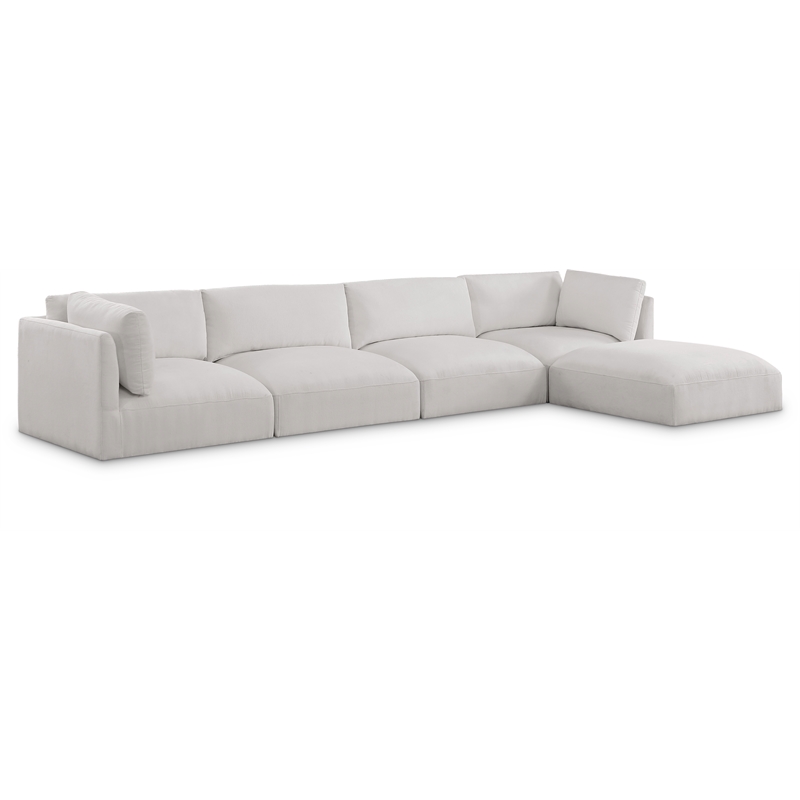 Meridian Furniture Ease Polyester Fabric Upholstered Modular Sectional in Cream