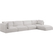 Meridian Furniture Ease Polyester Fabric Upholstered Modular Sectional in Cream