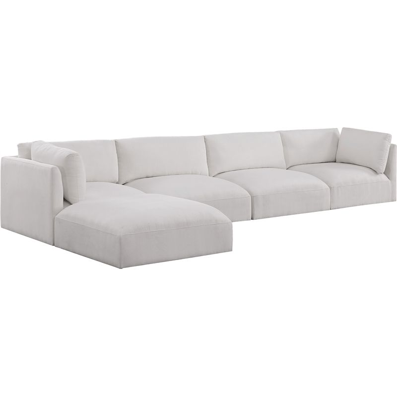 Meridian Furniture Ease Polyester Fabric Upholstered Modular Sectional in Cream