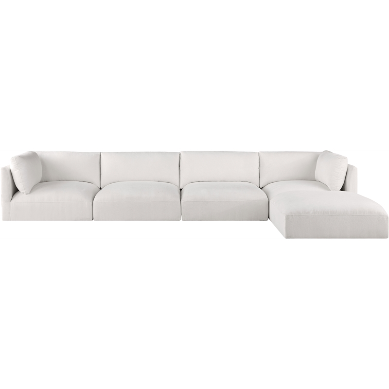 Meridian Furniture Ease Polyester Fabric Upholstered Modular Sectional in Cream