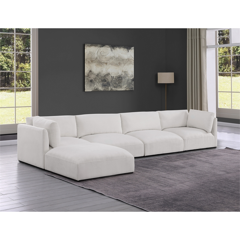 Meridian Furniture Ease Polyester Fabric Upholstered Modular Sectional in Cream