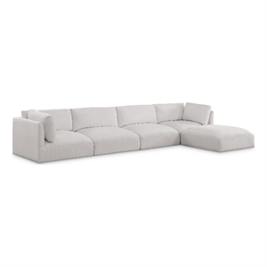 Meridian Furniture Ease Polyester Fabric Upholstered Modular Sectional in Cream