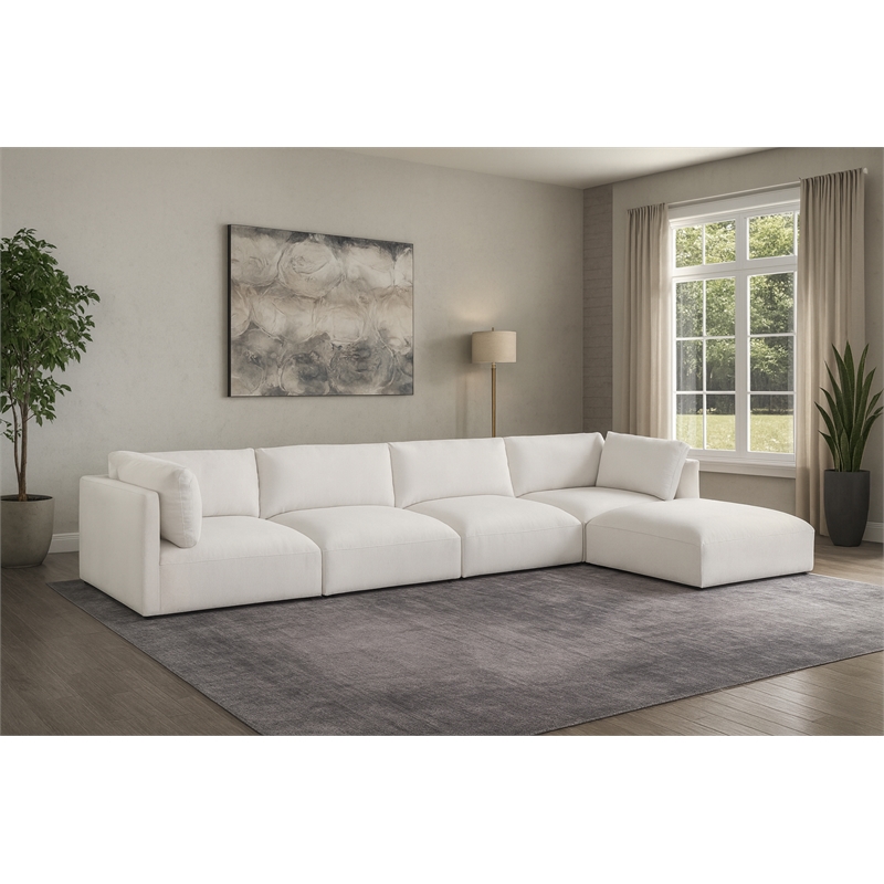 Meridian Furniture Ease Polyester Fabric Upholstered Modular Sectional in Cream