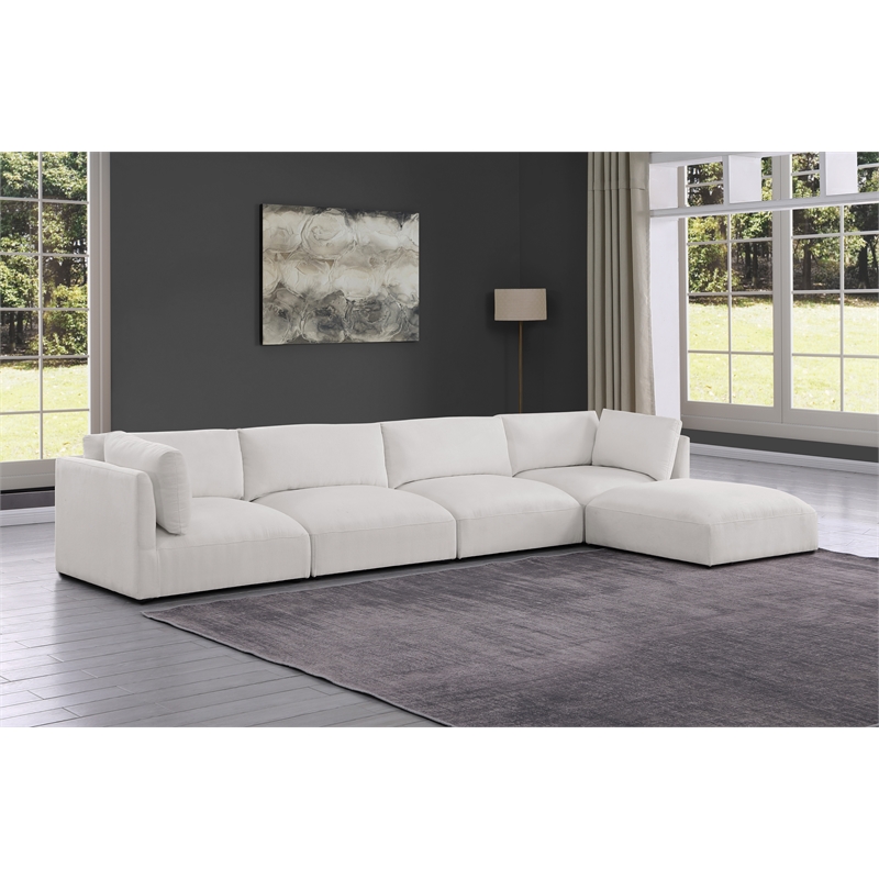 Meridian Furniture Ease Polyester Fabric Upholstered Modular Sectional in Cream