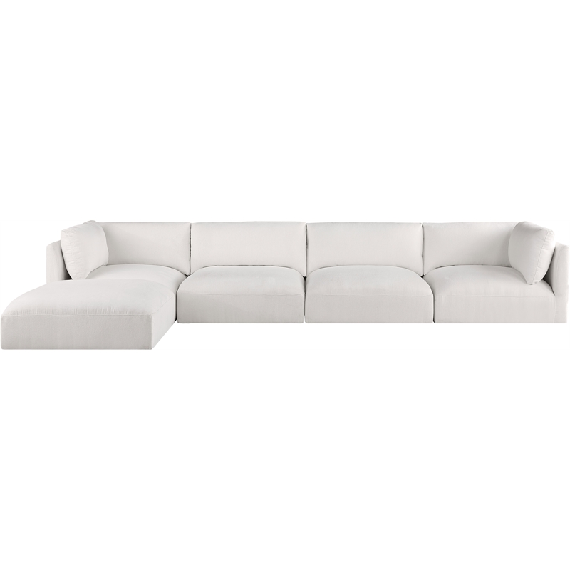 Meridian Furniture Ease Polyester Fabric Upholstered Modular Sectional in Cream