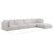 Meridian Furniture Ease Polyester Fabric Upholstered Modular Sectional in Cream