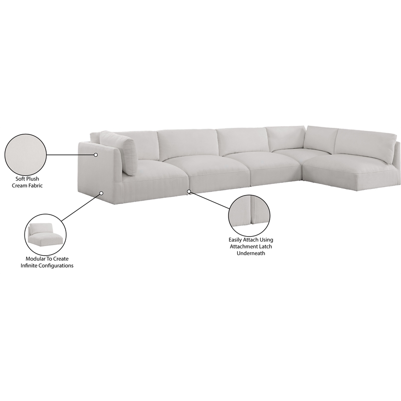 Meridian Furniture Ease Cream Fabric Modular Sectional