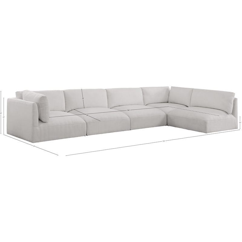 Meridian Furniture Ease Cream Fabric Modular Sectional