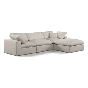 Meridian Furniture Comfy Beige Linen Textured Fabric 4-Pc. Modular Sectional