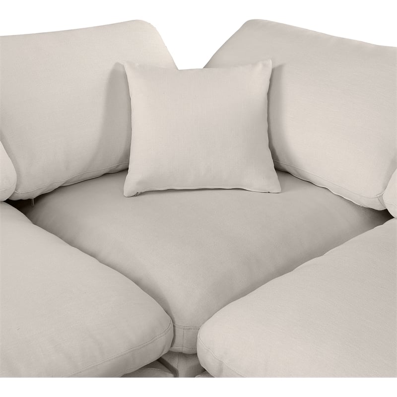Meridian Furniture Comfy Beige Linen Textured Fabric 5-Pc. Modular Sectional