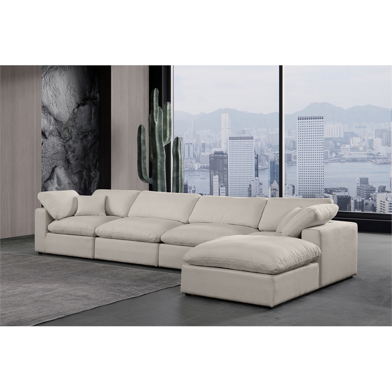 Meridian Furniture Comfy Beige Linen Textured Fabric 5-Pc. Modular Sectional