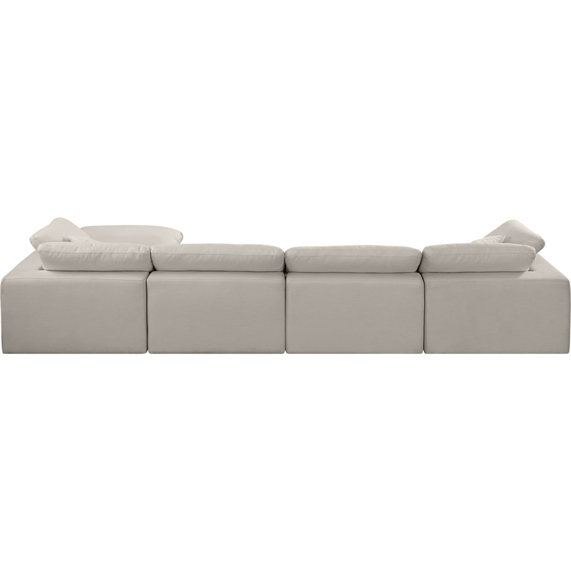 Meridian Furniture Comfy Beige Linen Textured Fabric 5-Pc. Modular Sectional
