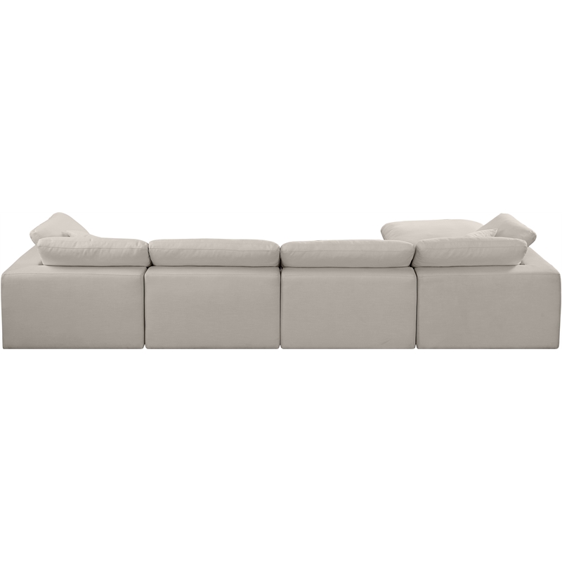 Meridian Furniture Comfy Beige Linen Textured Fabric 5-Pc. Modular Sectional