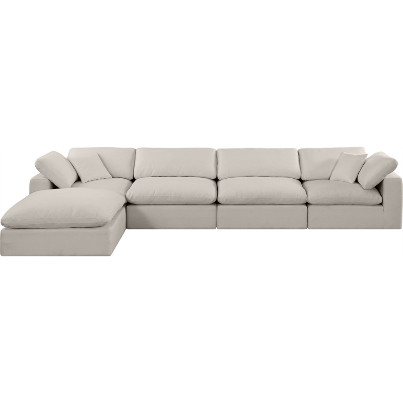 Meridian Furniture Comfy Beige Linen Textured Fabric 5-Pc. Modular Sectional