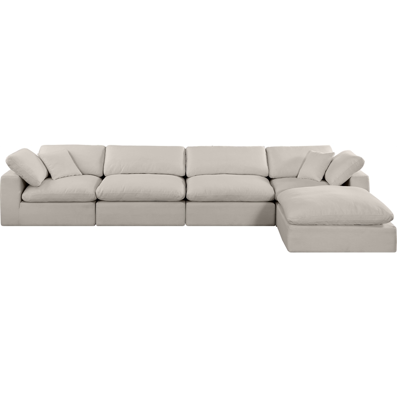 Meridian Furniture Comfy Beige Linen Textured Fabric 5-Pc. Modular Sectional