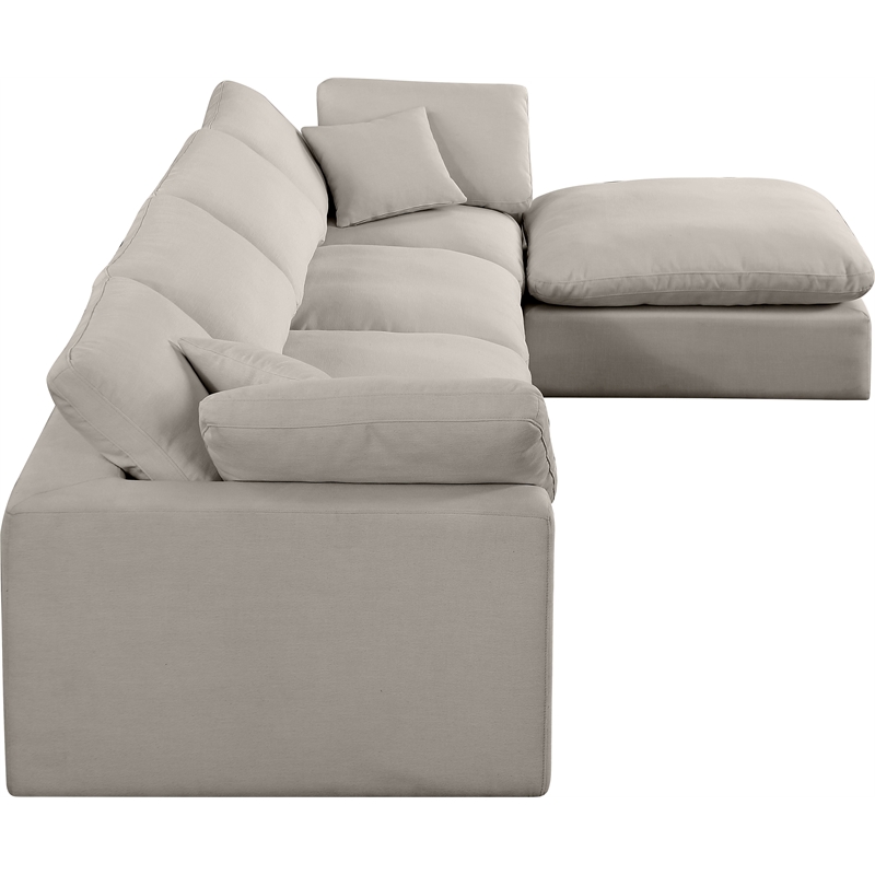Meridian Furniture Comfy Beige Linen Textured Fabric 5-Pc. Modular Sectional