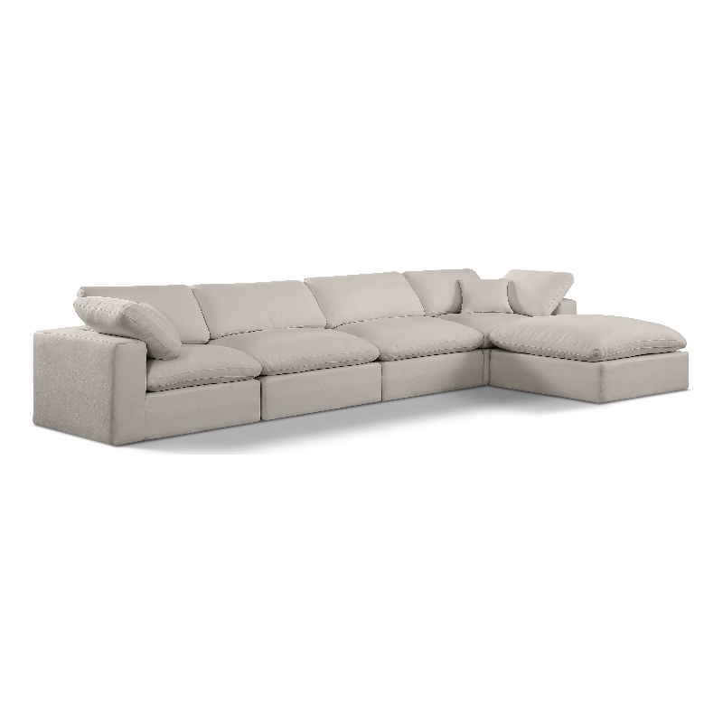 Meridian Furniture Comfy Beige Linen Textured Fabric 5-Pc. Modular Sectional