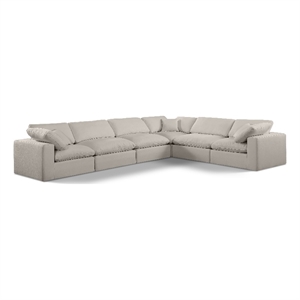 Meridian Furniture Comfy Beige Linen Textured Fabric 6-Pc. Modular Sectional