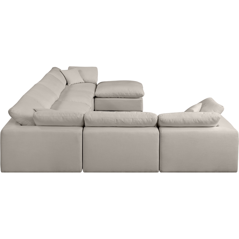 Meridian Furniture Comfy Beige Linen Textured Fabric 7-Pc. Modular Sectional