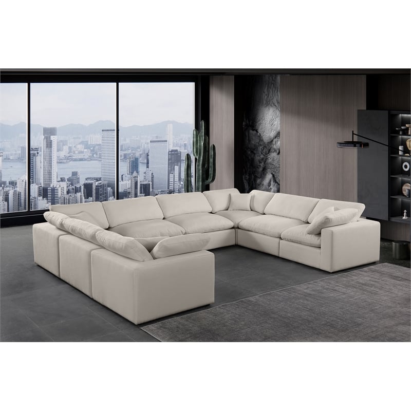 Meridian Furniture Comfy Beige Linen Textured Fabric 8-Pc. Modular Sectional